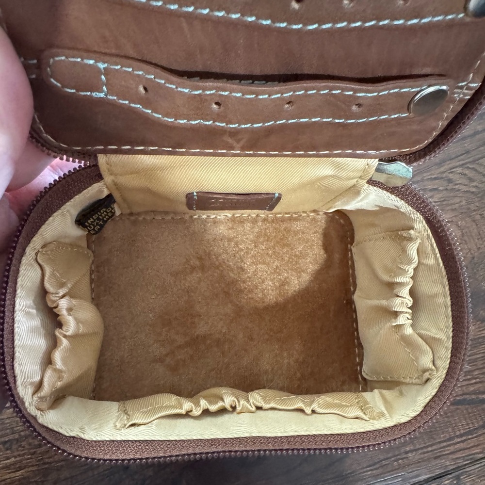 Teal Leather Jewelry Case with Brown Tassel and Accents - Picture 11 of 16